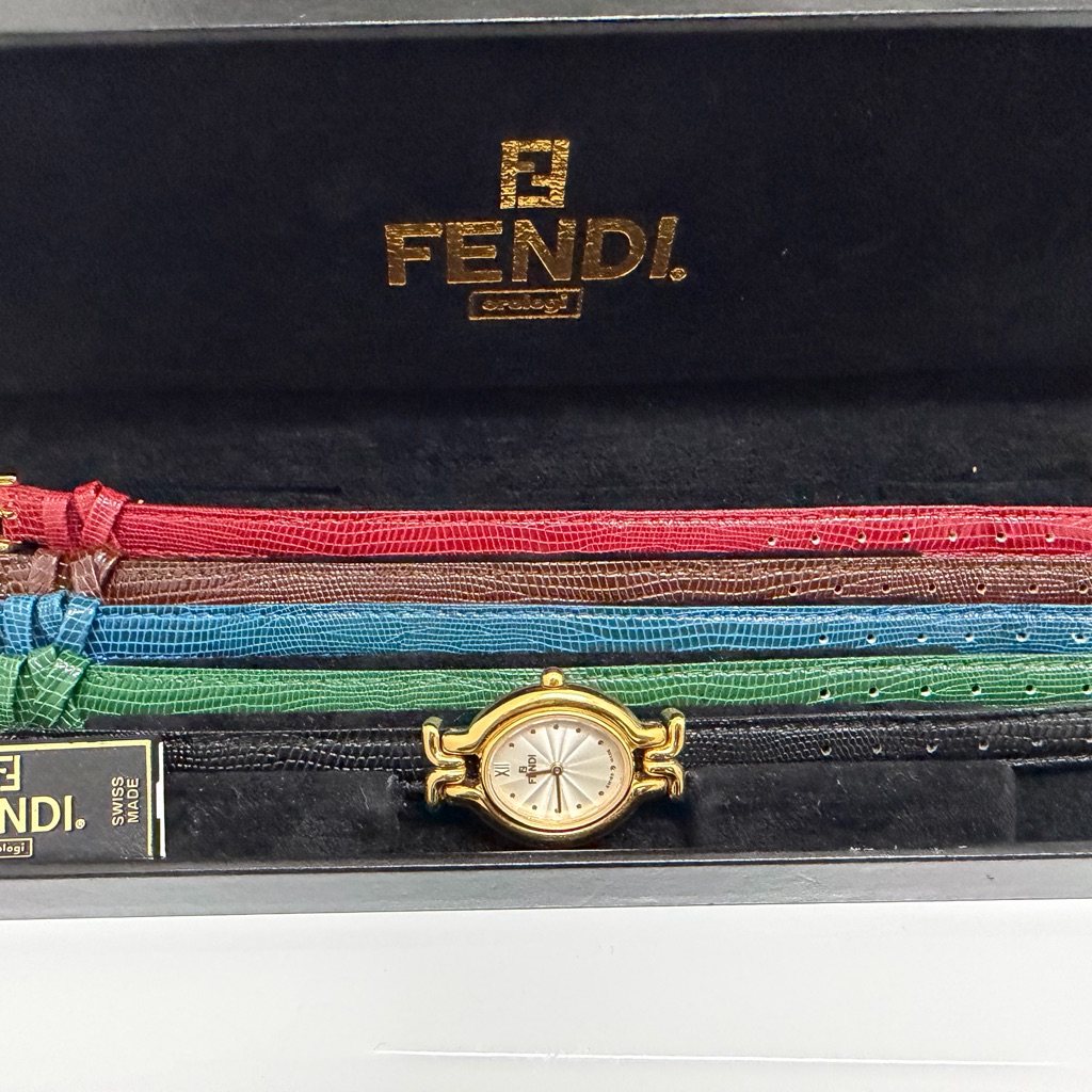 Fendi Gold Watch With Colorful Straps
